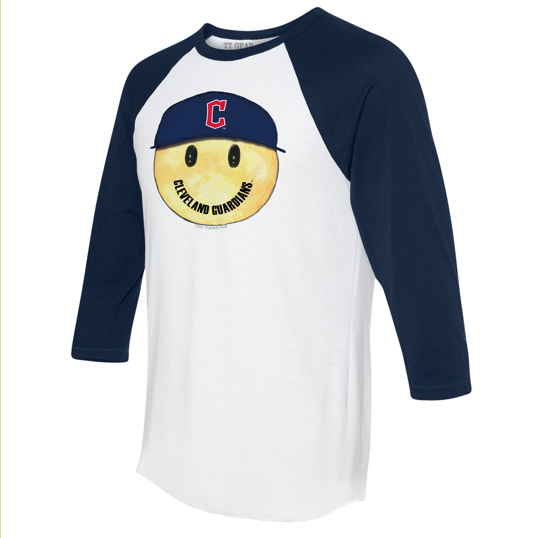 Cleveland Guardians Smiley 3/4 Navy Blue Sleeve Raglan