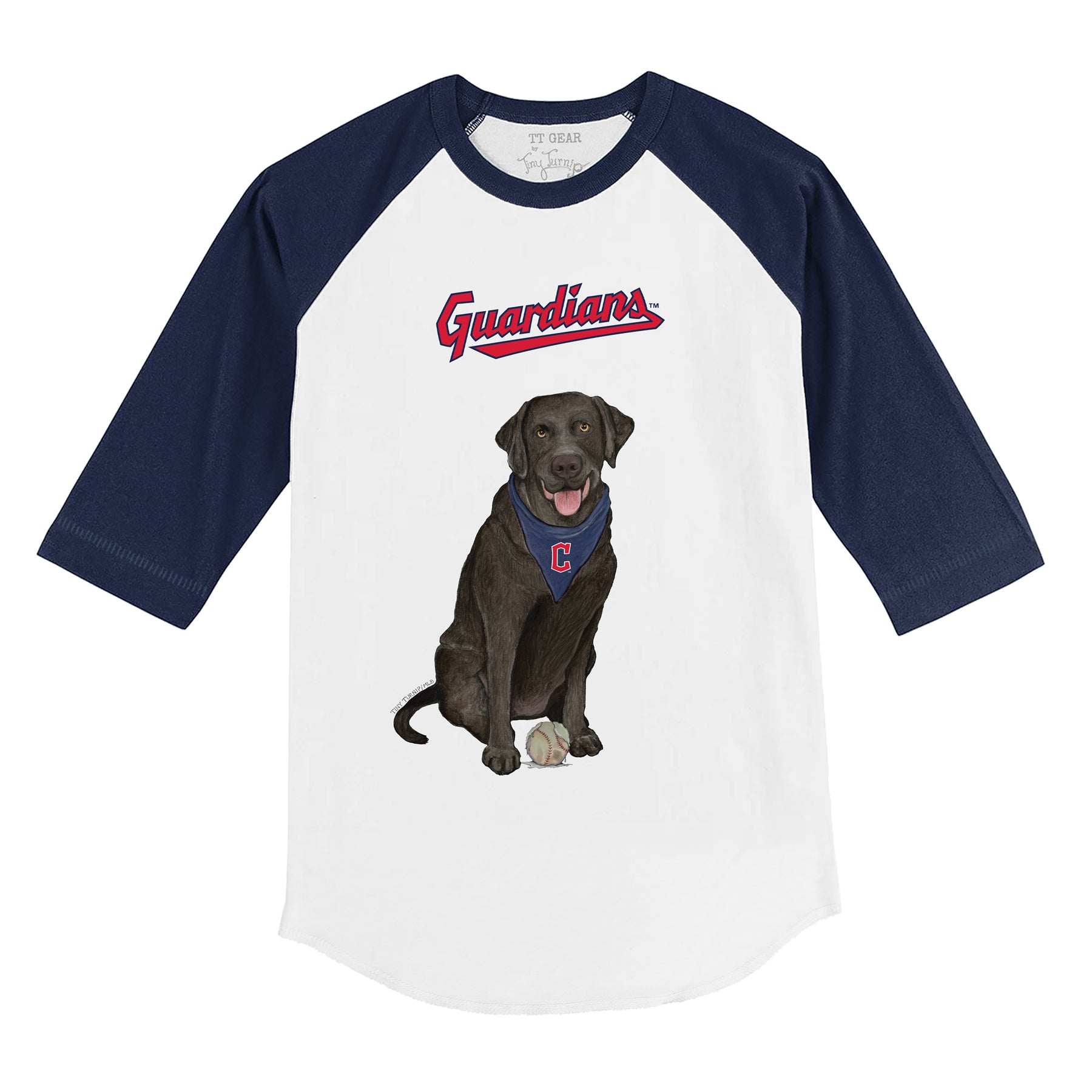 Cleveland Guardians Black Labrador Retriever 3/4 Navy Blue Sleeve Raglan