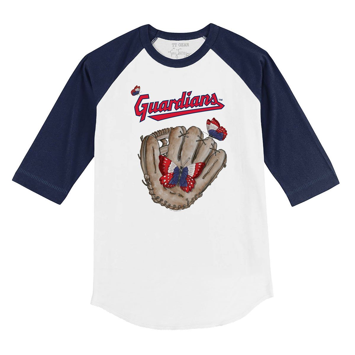 Cleveland Guardians Butterfly Glove 3/4 Navy Blue Sleeve Raglan