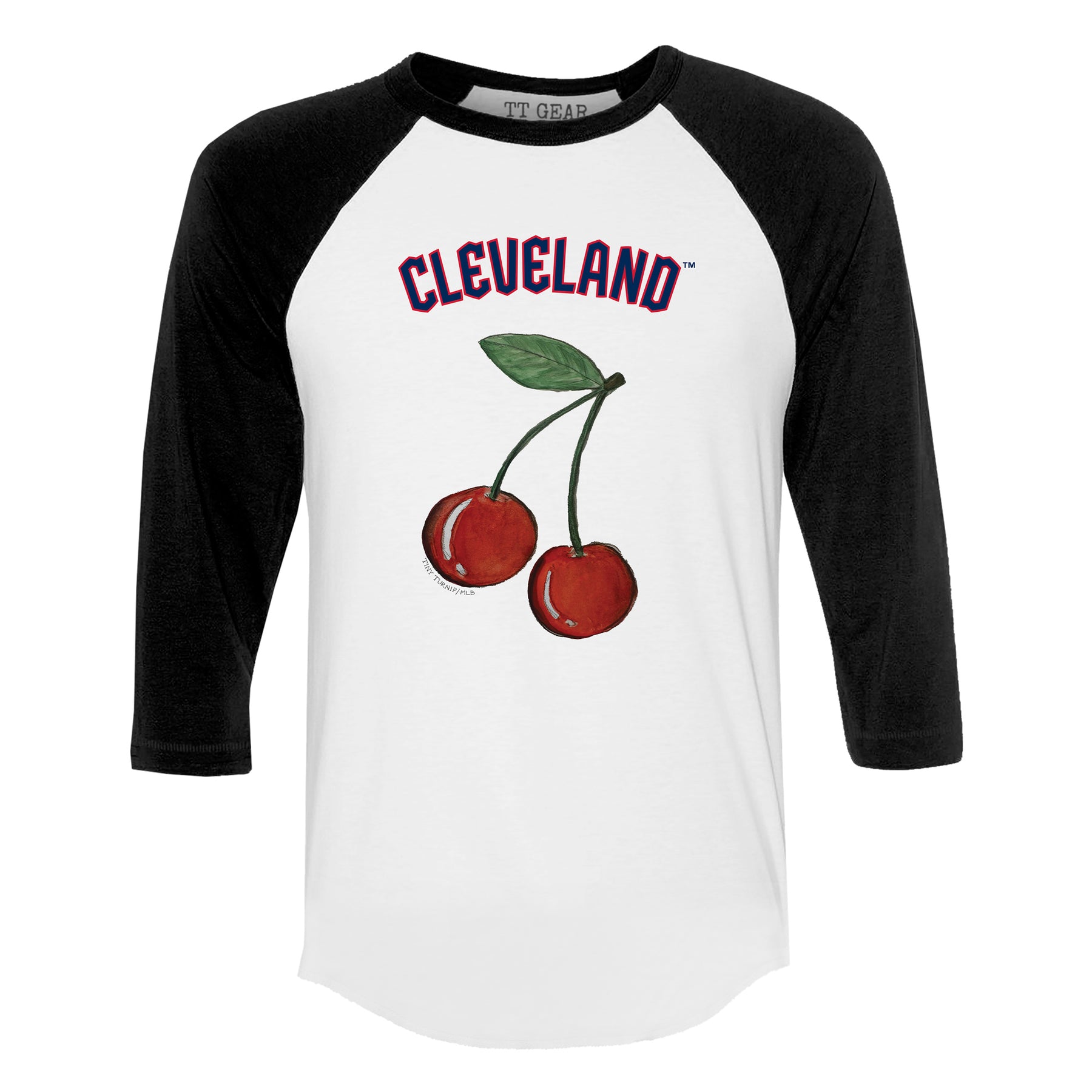 Cleveland Guardians Cherry 3/4 Black Sleeve Raglan