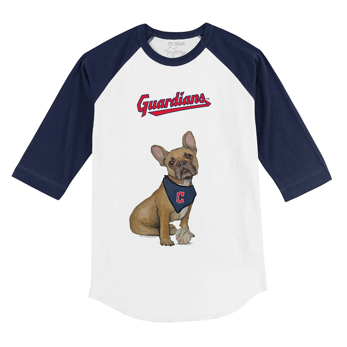 Cleveland Guardians French Bulldog 3/4 Navy Blue Sleeve Raglan