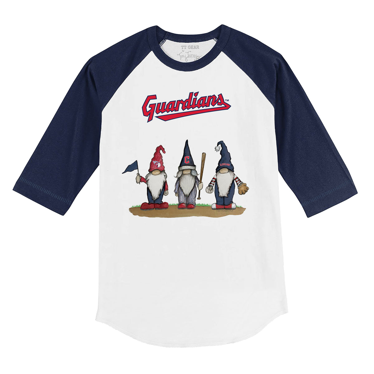 Cleveland Guardians Gnomes 3/4 Navy Blue Sleeve Raglan
