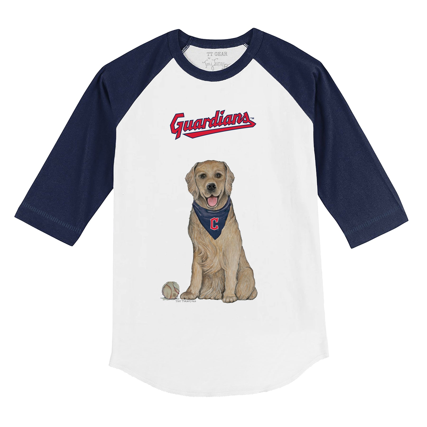 Cleveland Guardians Golden Retriever 3/4 Navy Blue Sleeve Raglan