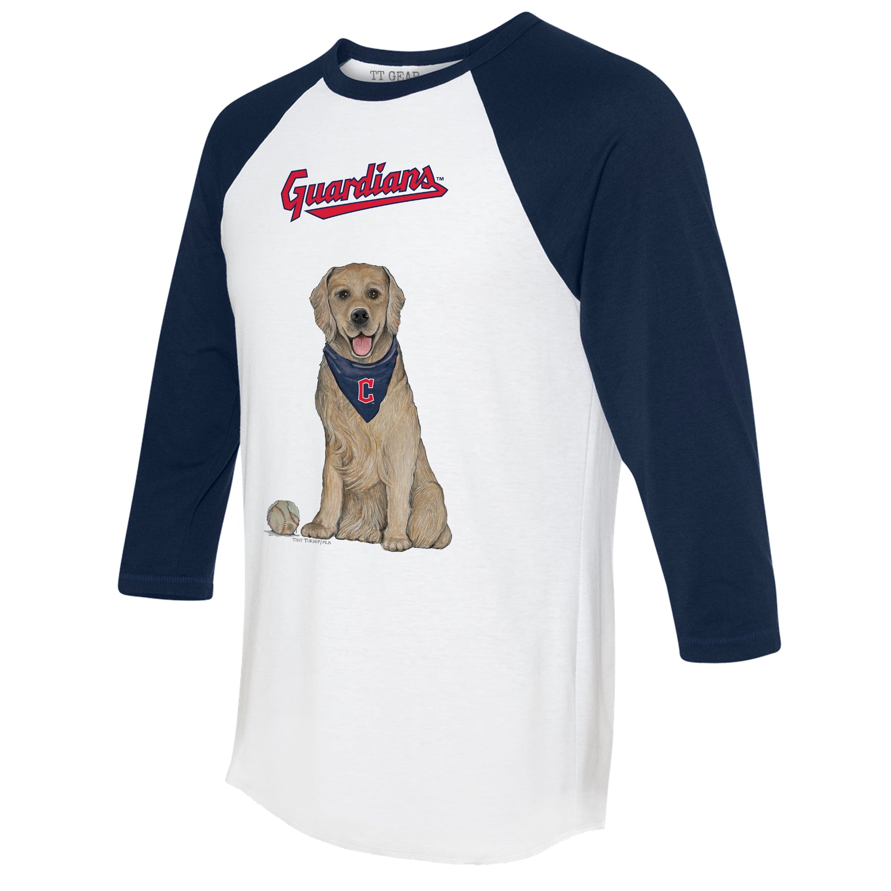 Cleveland Guardians Golden Retriever 3/4 Navy Blue Sleeve Raglan