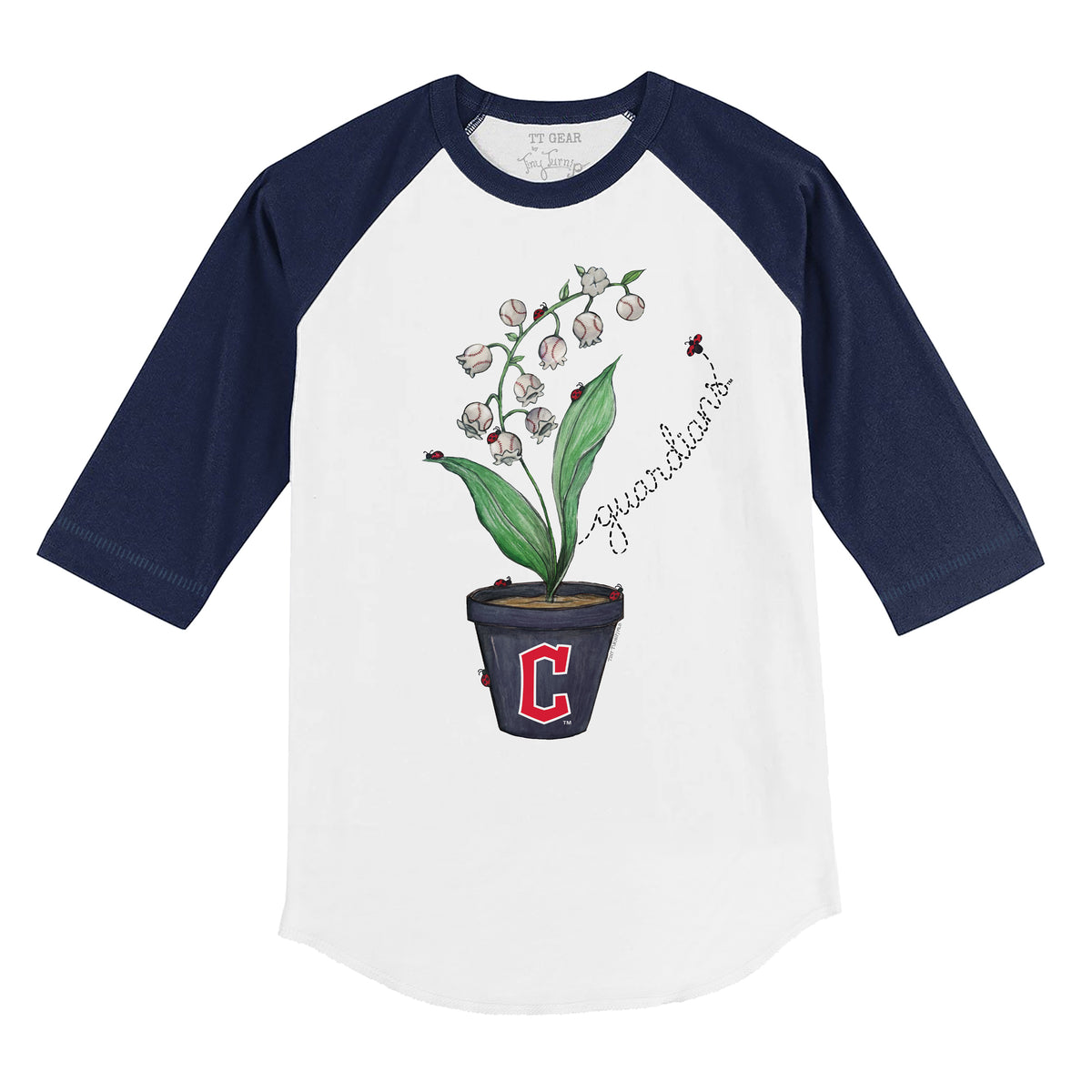 Cleveland Guardians Ladybug 3/4 Navy Blue Sleeve Raglan