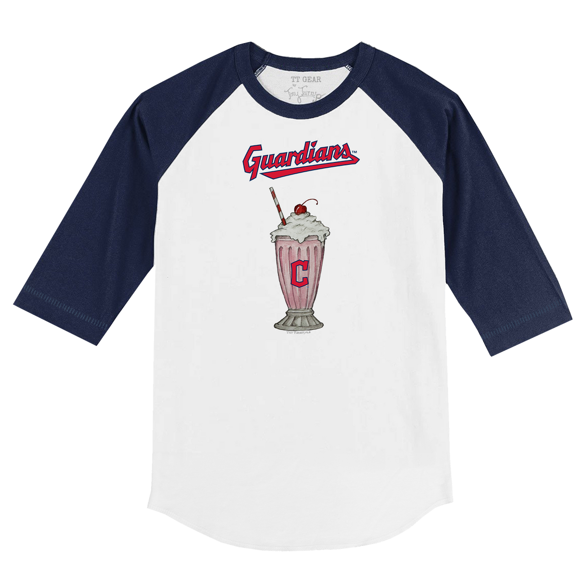 Cleveland Guardians Milkshake 3/4 Navy Blue Sleeve Raglan