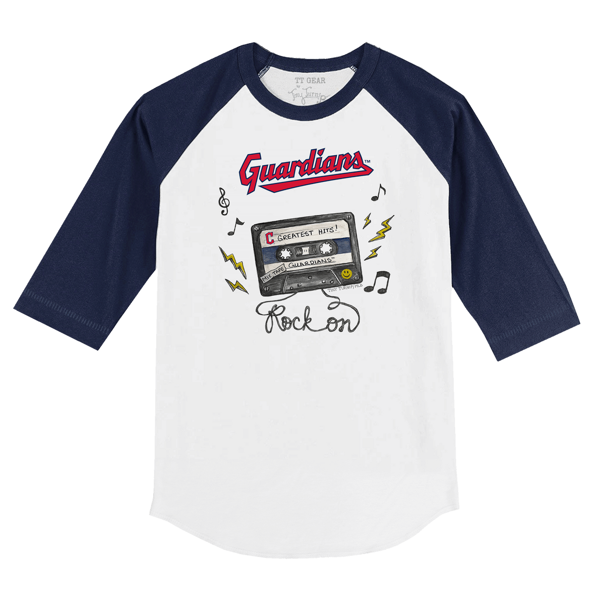 Cleveland Guardians Mixtape 3/4 Navy Blue Sleeve Raglan