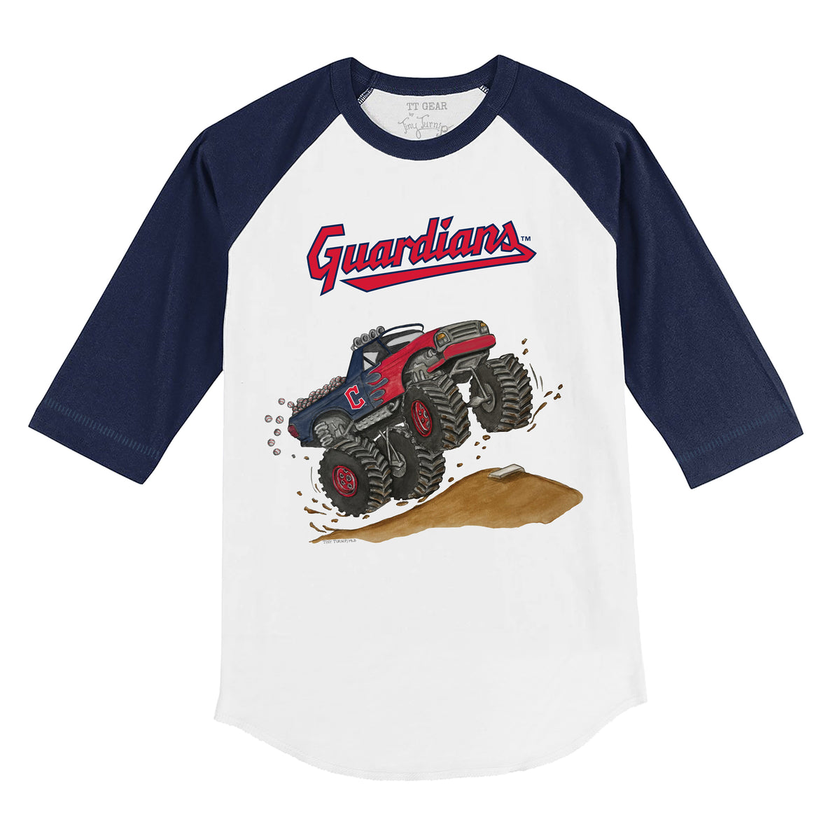 Cleveland Guardians Monster Truck 3/4 Navy Blue Sleeve Raglan