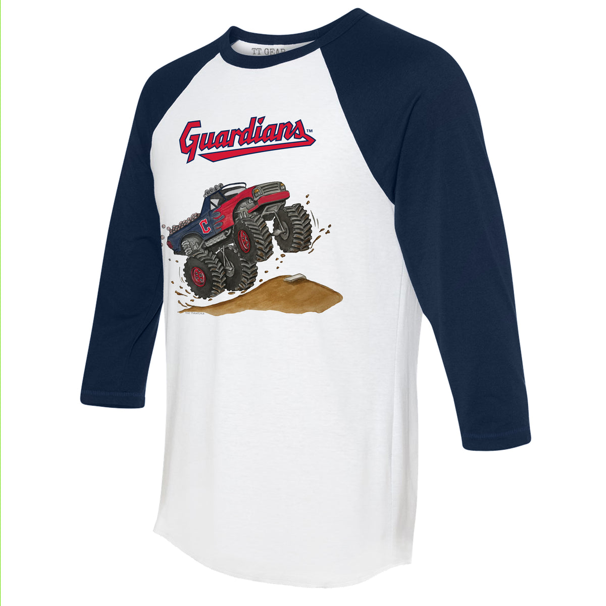 Cleveland Guardians Monster Truck 3/4 Navy Blue Sleeve Raglan