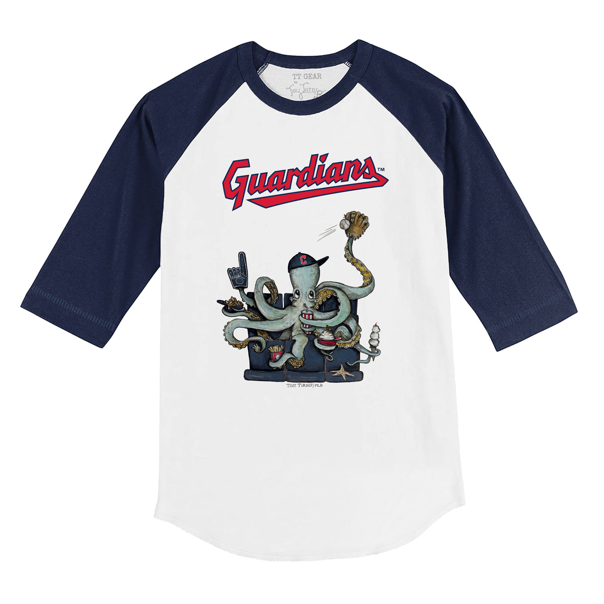 Cleveland Guardians Octopus 3/4 Navy Blue Sleeve Raglan
