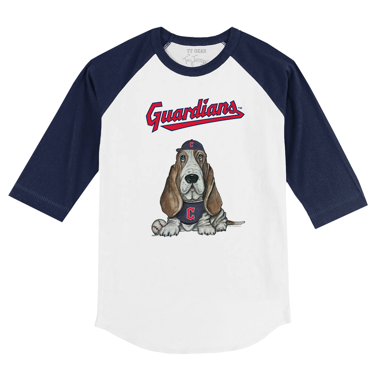 Cleveland Guardians Puddy 3/4 Navy Blue Sleeve Raglan - Tiny Turnip