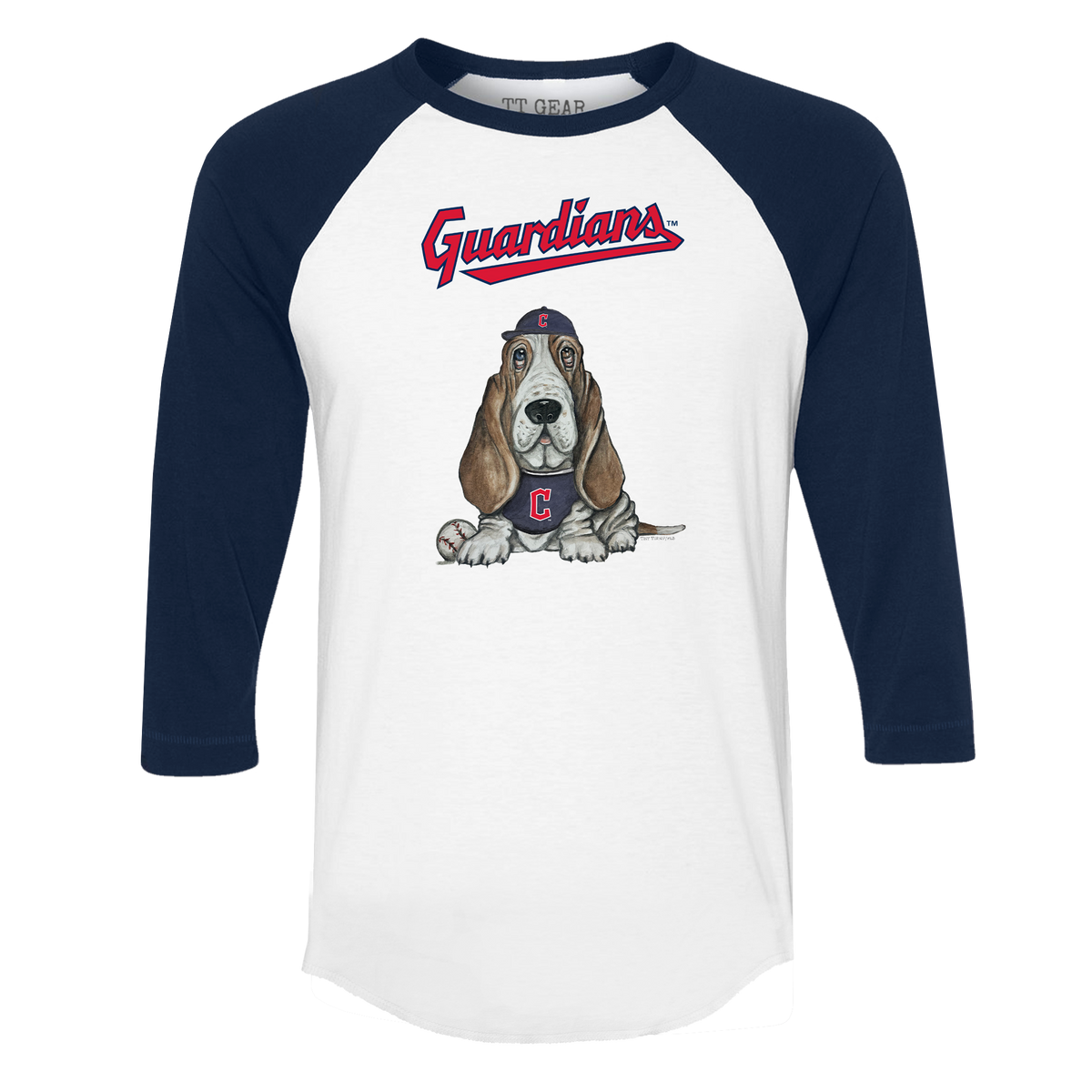 Cleveland Guardians Puddy 3/4 Navy Blue Sleeve Raglan - Tiny Turnip