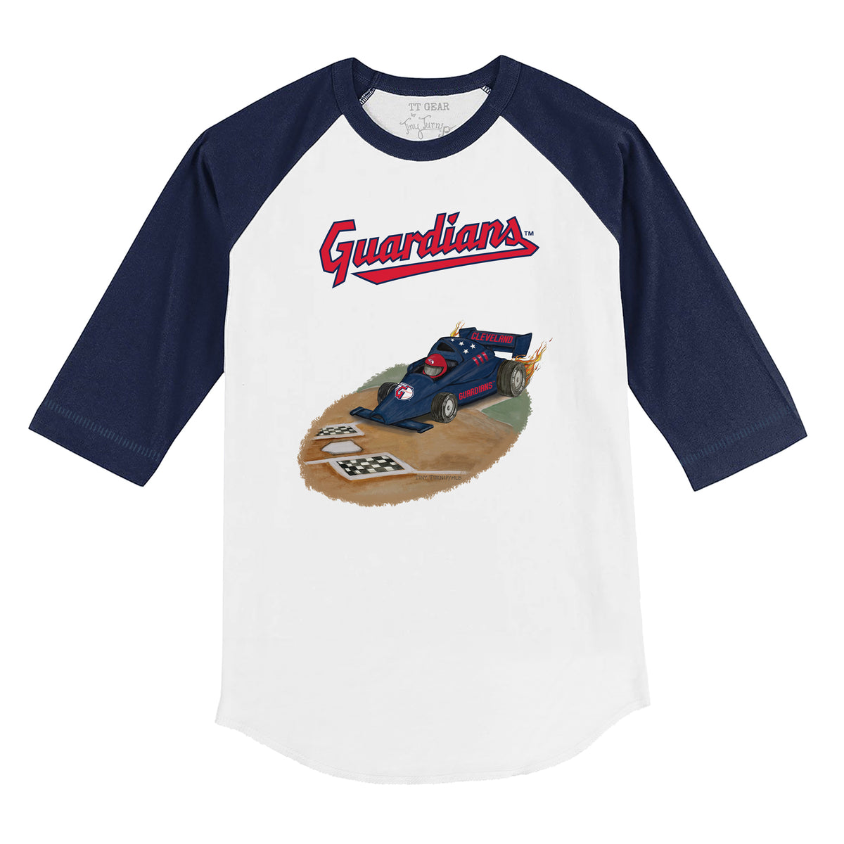 Cleveland Guardians Race Car 3/4 Navy Blue Sleeve Raglan