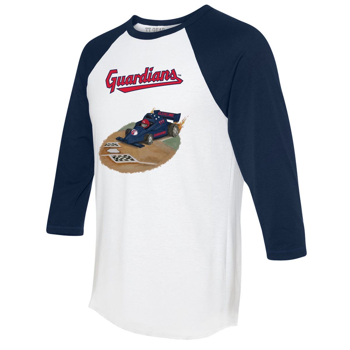 Cleveland Guardians Race Car 3/4 Navy Blue Sleeve Raglan