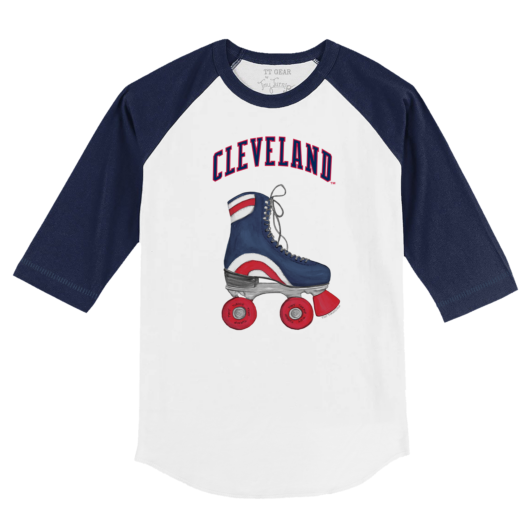 Cleveland Guardians Retro Skate 3/4 Navy Blue Sleeve Raglan