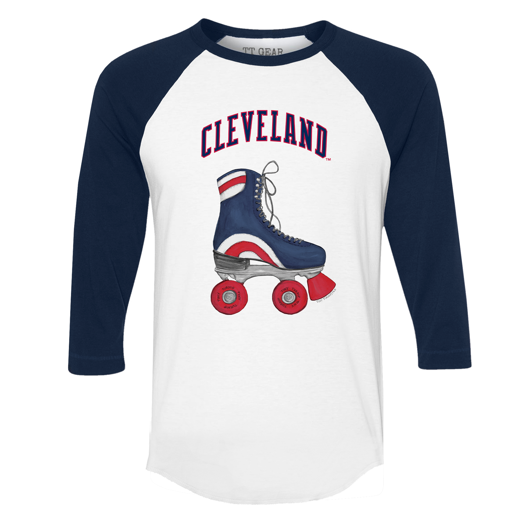 Cleveland Guardians Retro Skate 3/4 Navy Blue Sleeve Raglan