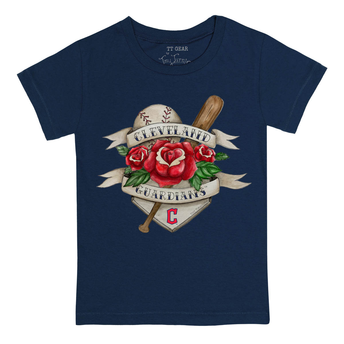 Cleveland Guardians Tattoo Rose Tee Shirt