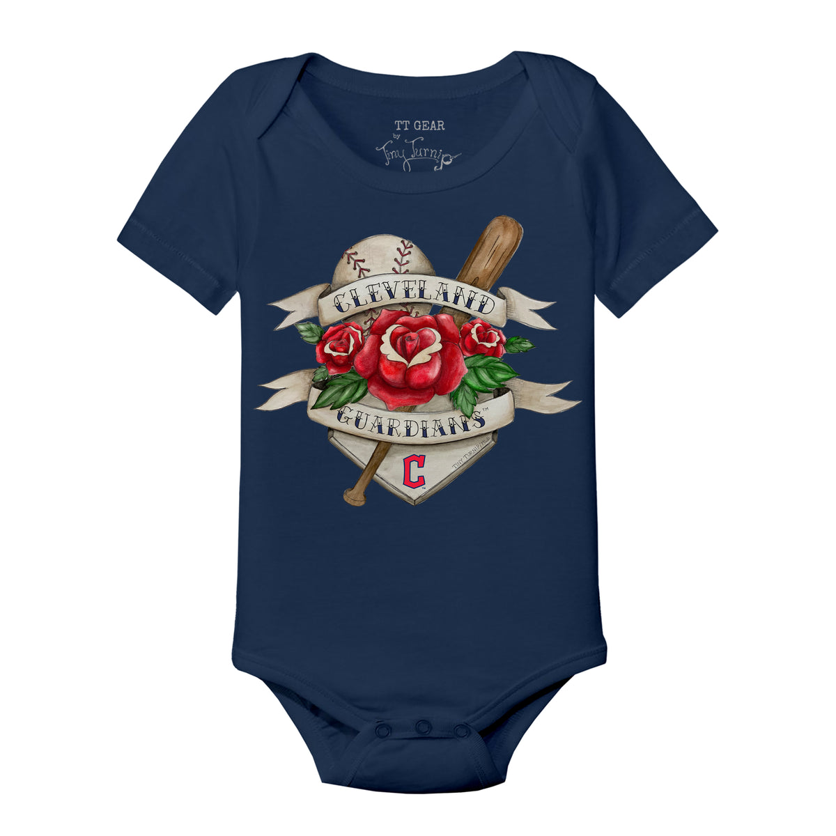 Cleveland Guardians Tattoo Rose Short Sleeve Snapper