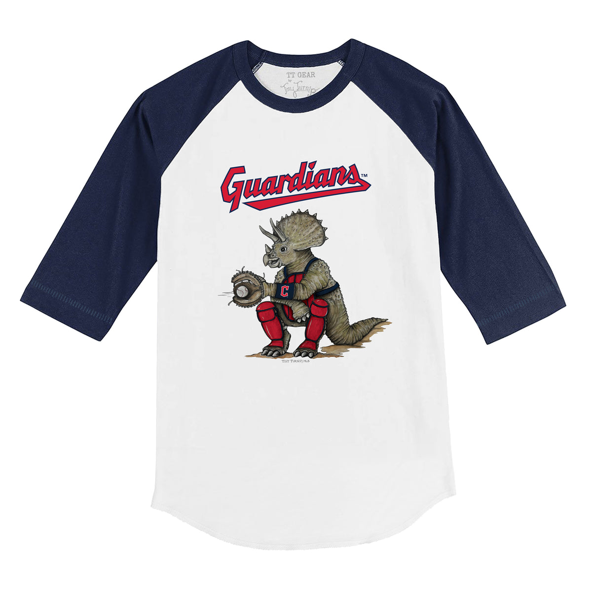 Cleveland Guardians Triceratops 3/4 Navy Blue Sleeve Raglan