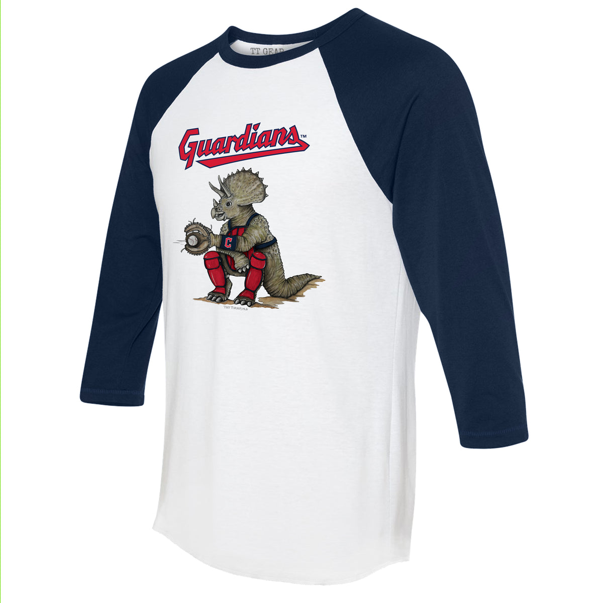 Cleveland Guardians Triceratops 3/4 Navy Blue Sleeve Raglan