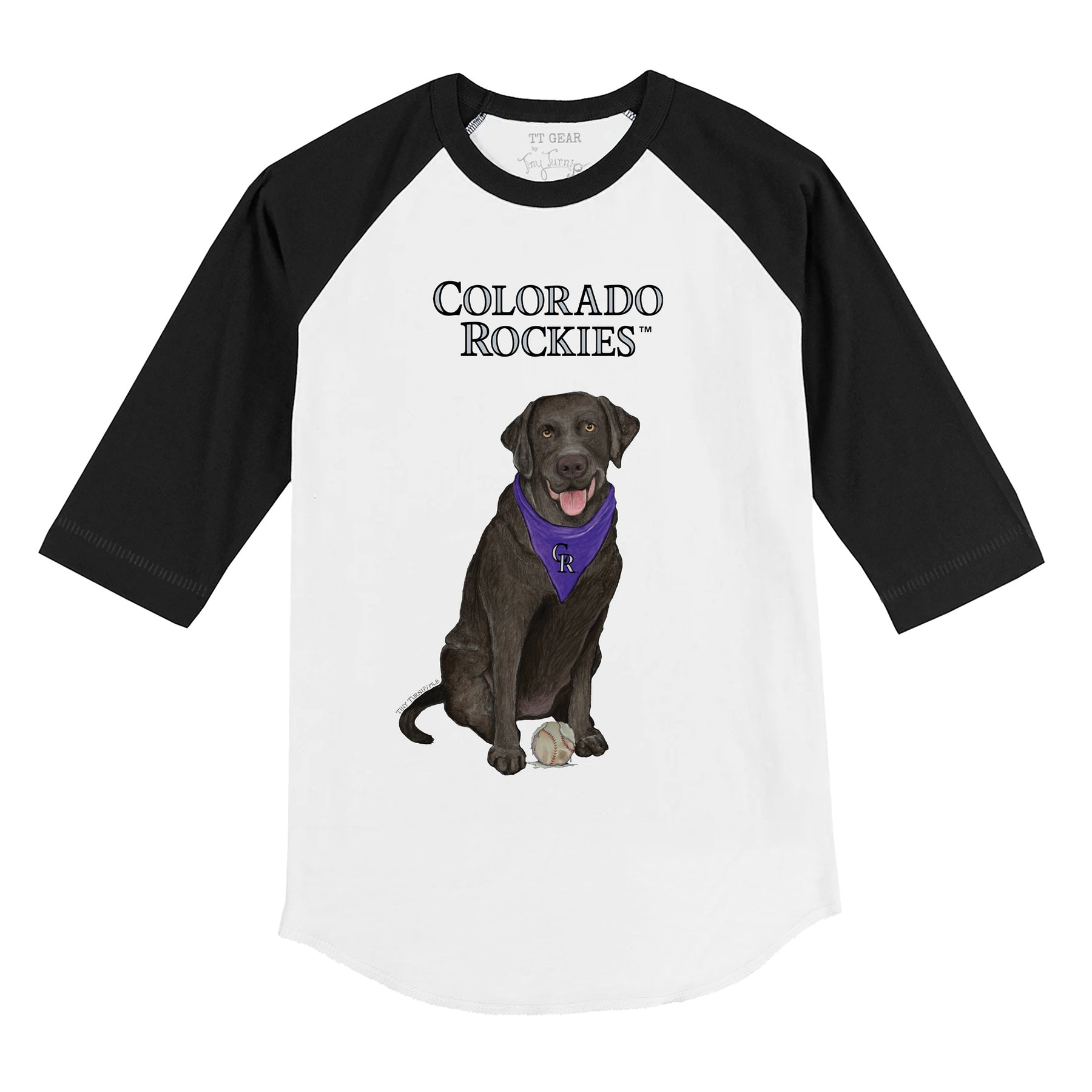 Colorado Rockies Black Labrador Retriever 3/4 Black Sleeve Raglan