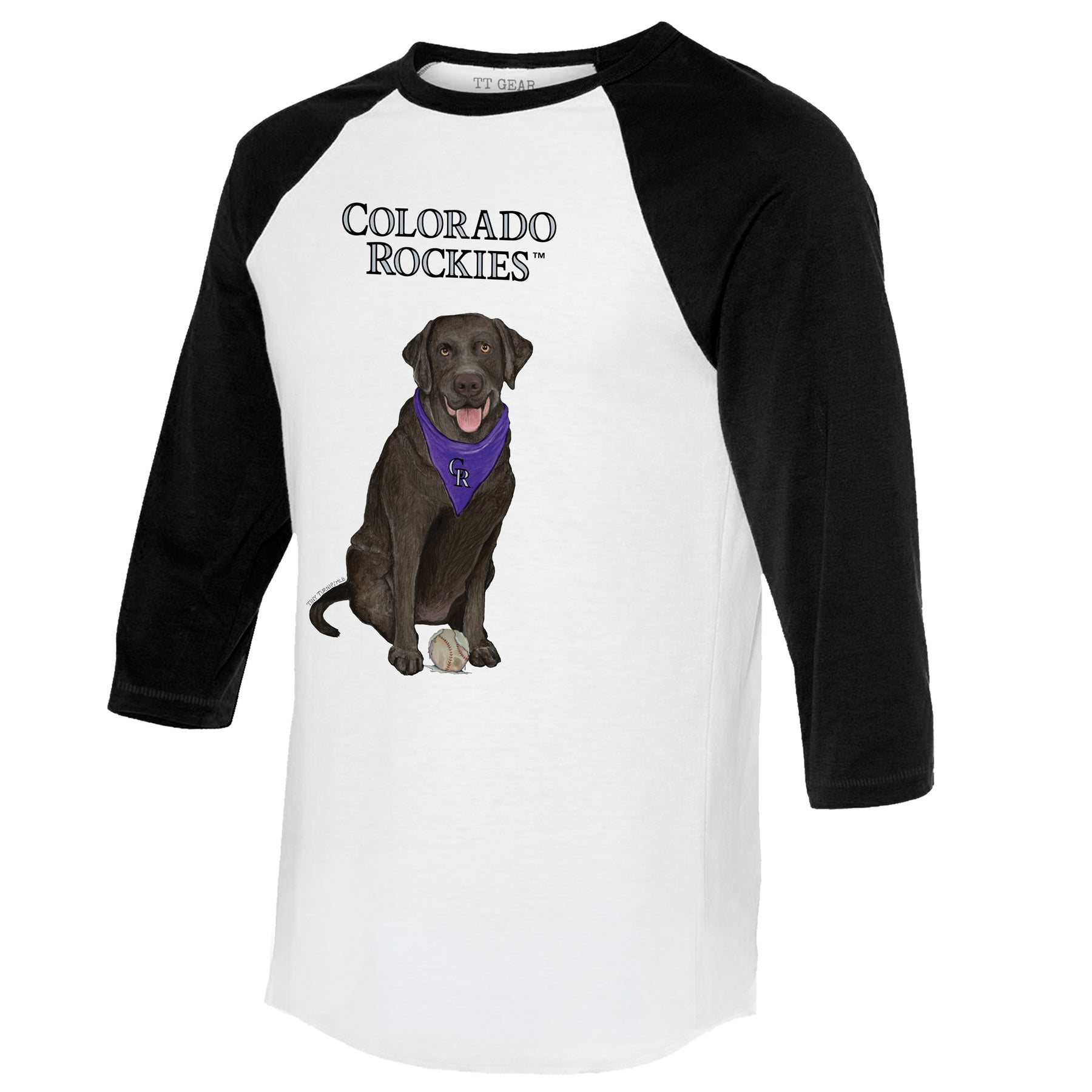 Colorado Rockies Black Labrador Retriever 3/4 Black Sleeve Raglan