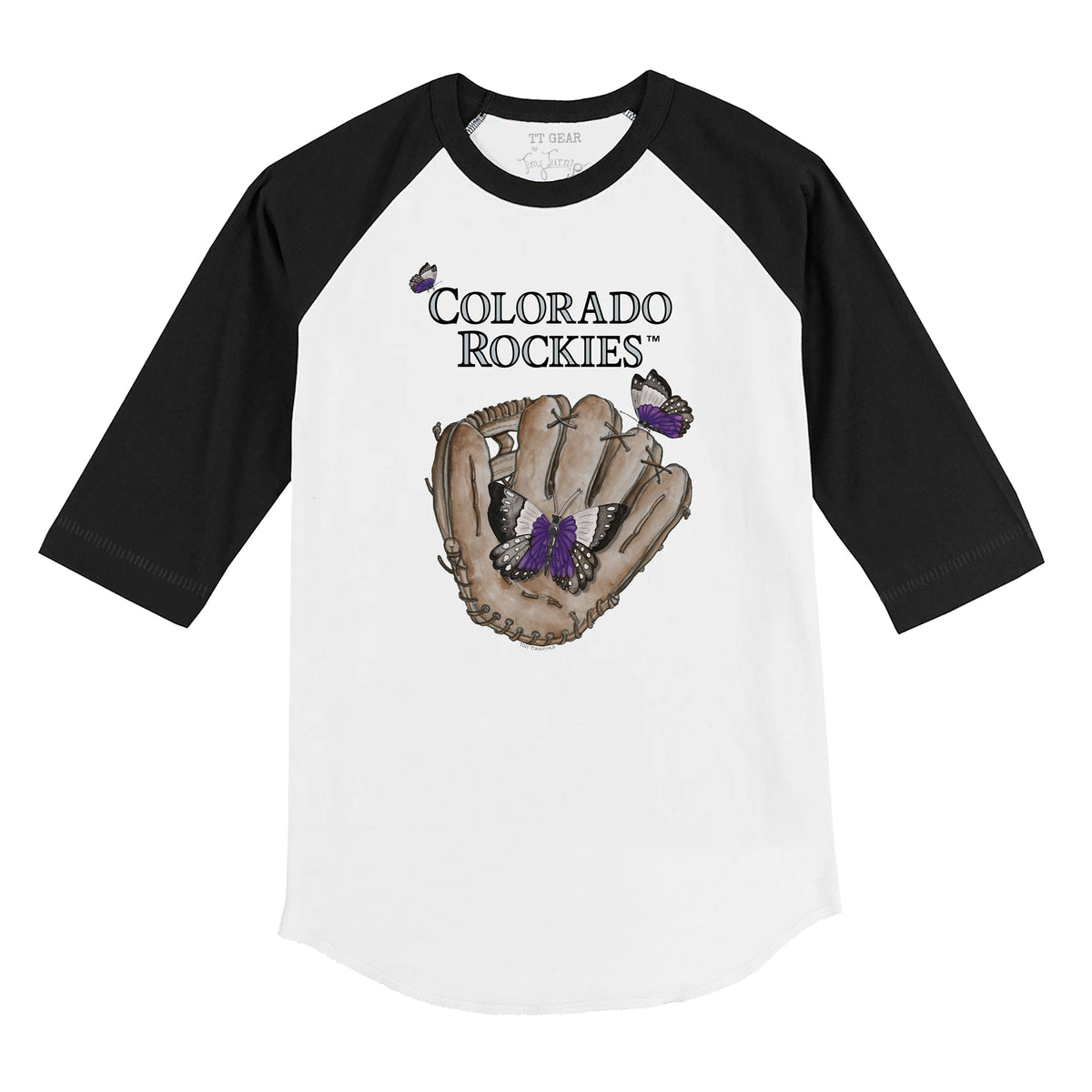 Colorado Rockies Butterfly Glove 3/4 Black Sleeve Raglan