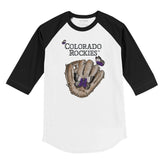 Colorado Rockies Butterfly Glove 3/4 Black Sleeve Raglan