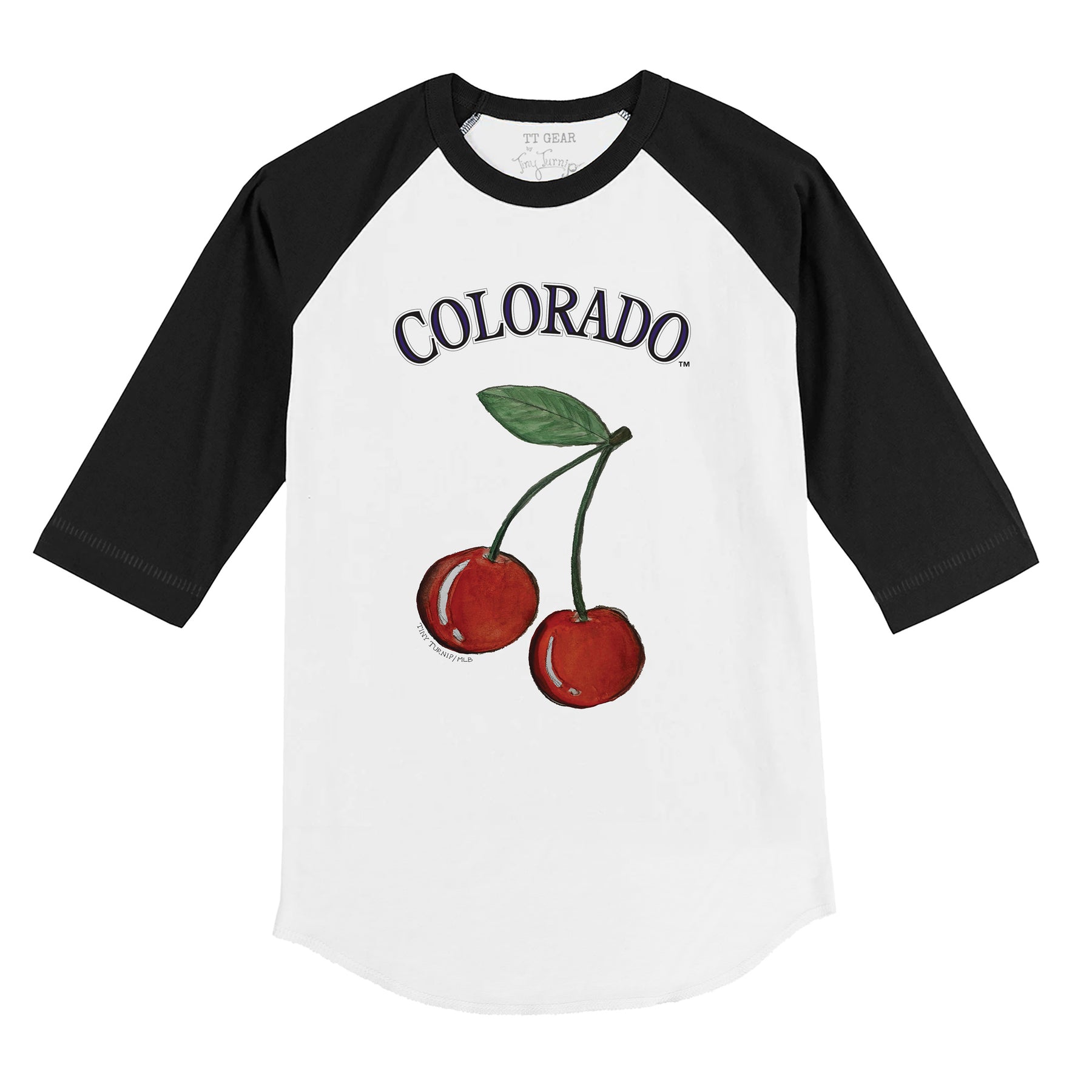 Colorado Rockies Cherry 3/4 Black Sleeve Raglan
