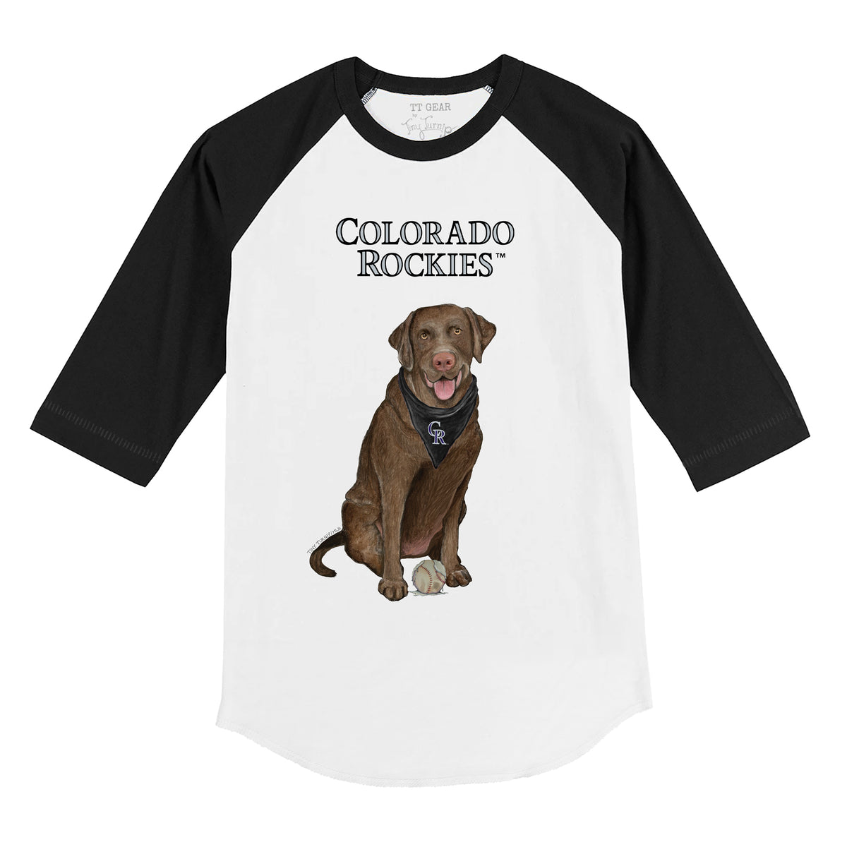Colorado Rockies Chocolate Labrador Retriever 3/4 Black Sleeve Raglan