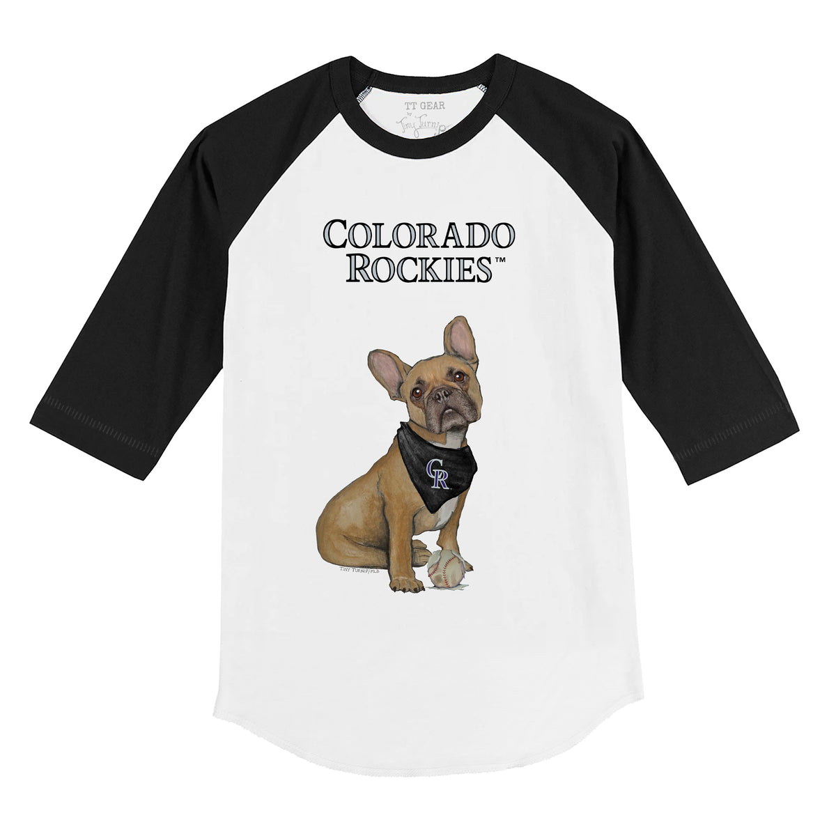 Colorado Rockies French Bulldog 3/4 Black Sleeve Raglan