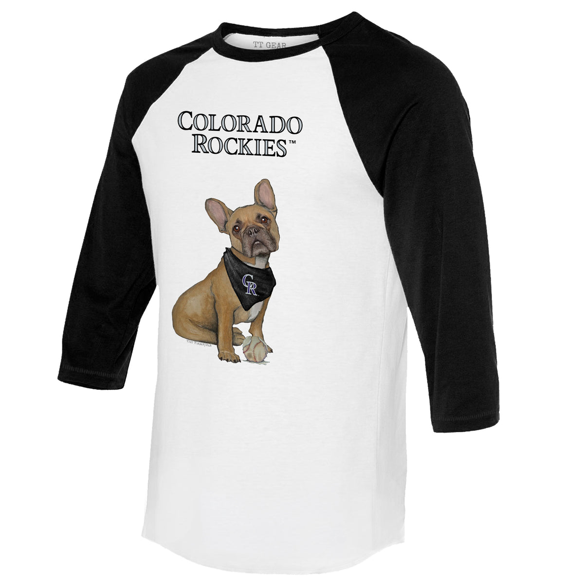 Colorado Rockies French Bulldog 3/4 Black Sleeve Raglan