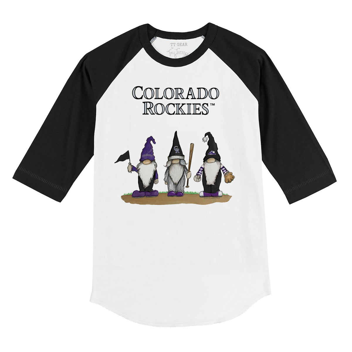 Colorado Rockies Gnomes 3/4 Black Sleeve Raglan