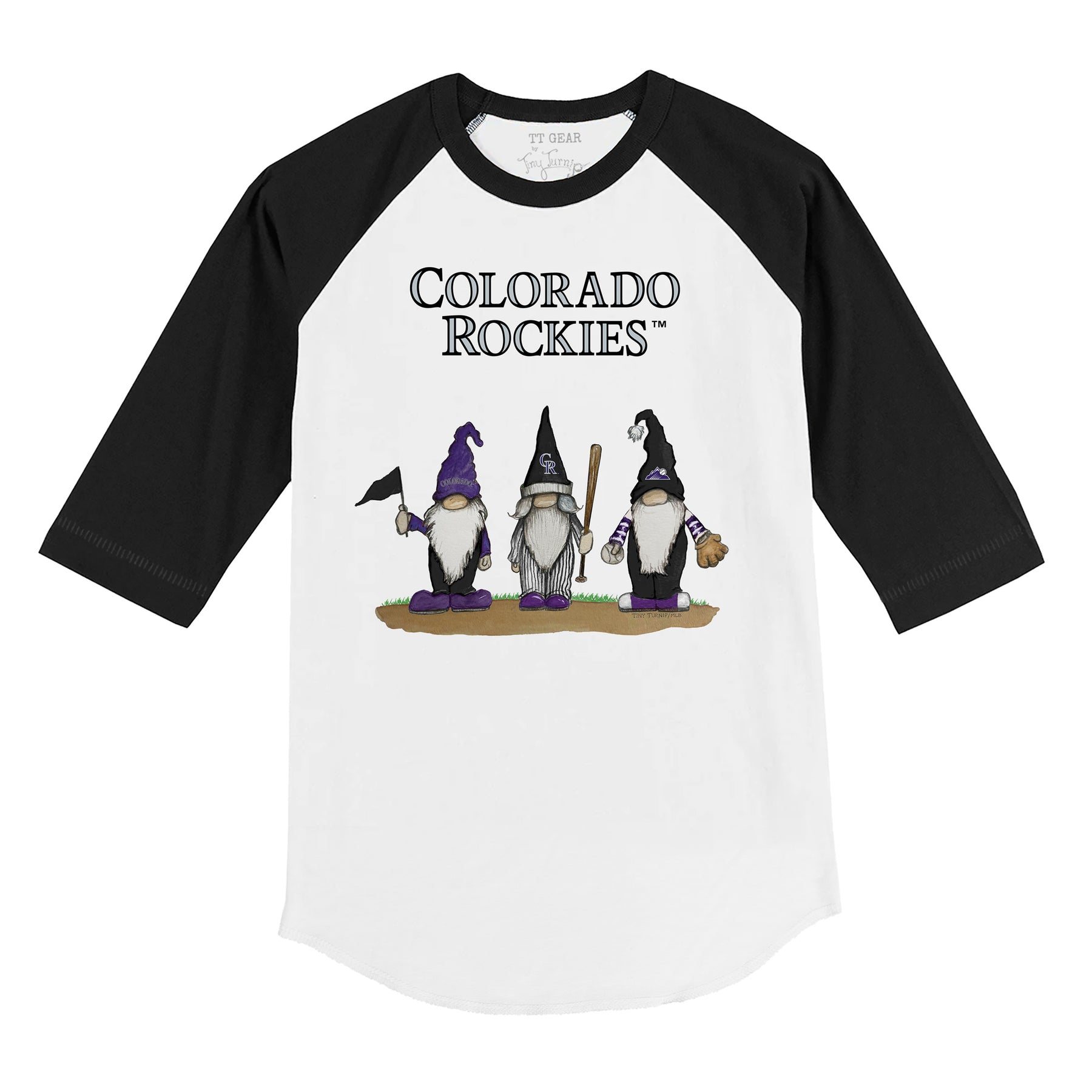 Colorado Rockies Gnomes 3/4 Black Sleeve Raglan
