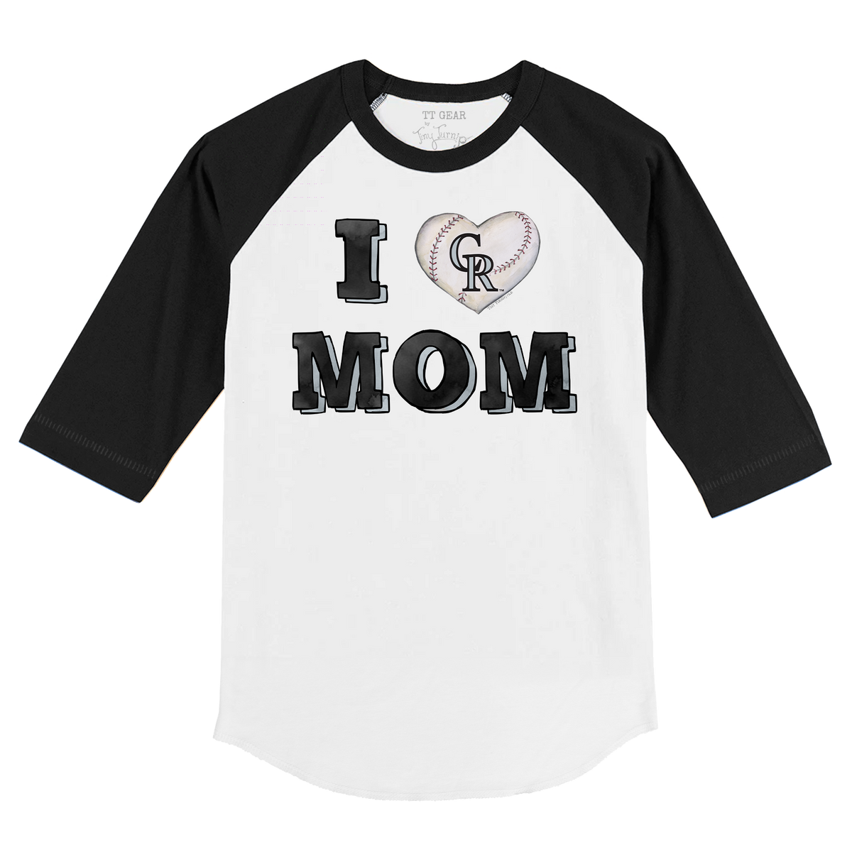 Colorado Rockies I Love Mom 3/4 Black Sleeve Raglan