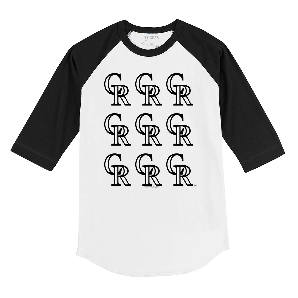 Colorado Rockies Logo Grid 3/4 Black Sleeve Raglan