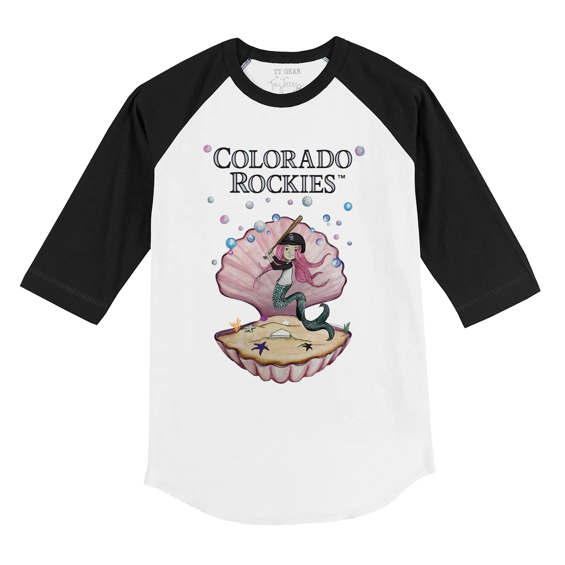 Colorado Rockies Mermaid 3/4 Black Sleeve Raglan