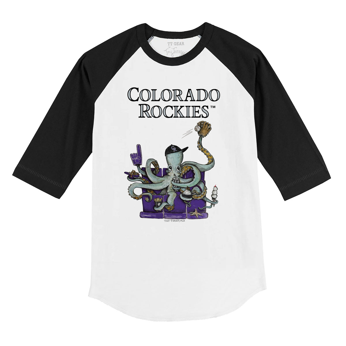 Colorado Rockies Octopus 3/4 Black Sleeve Raglan