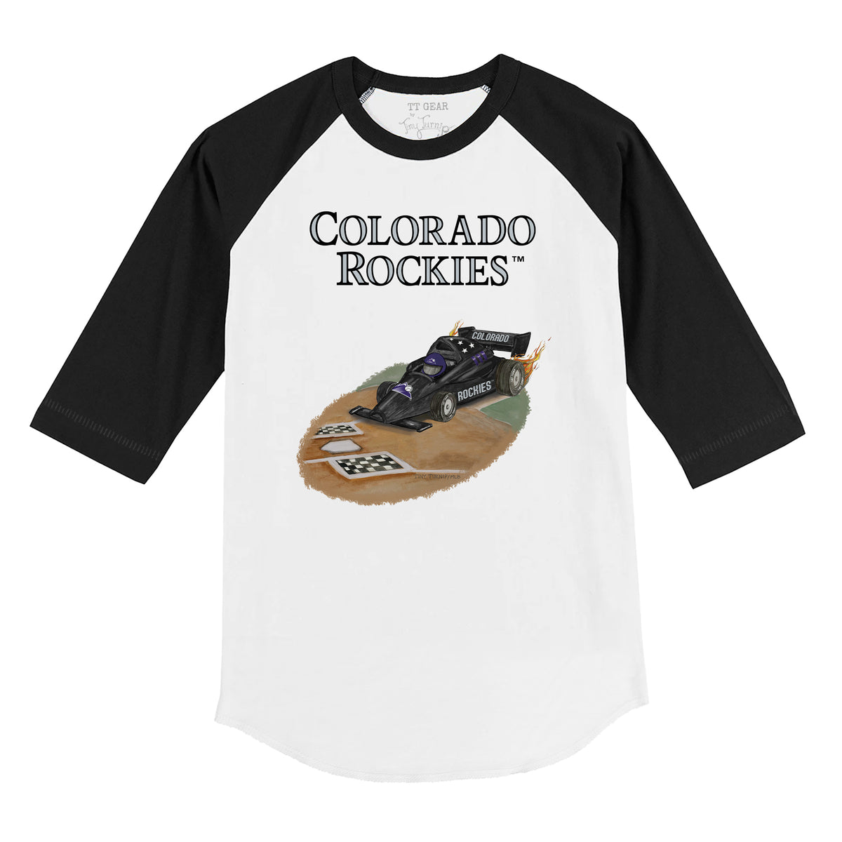 Colorado Rockies Race Car 3/4 Black Sleeve Raglan