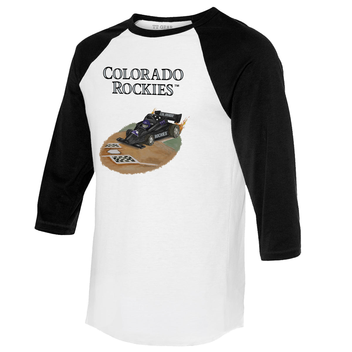 Colorado Rockies Race Car 3/4 Black Sleeve Raglan