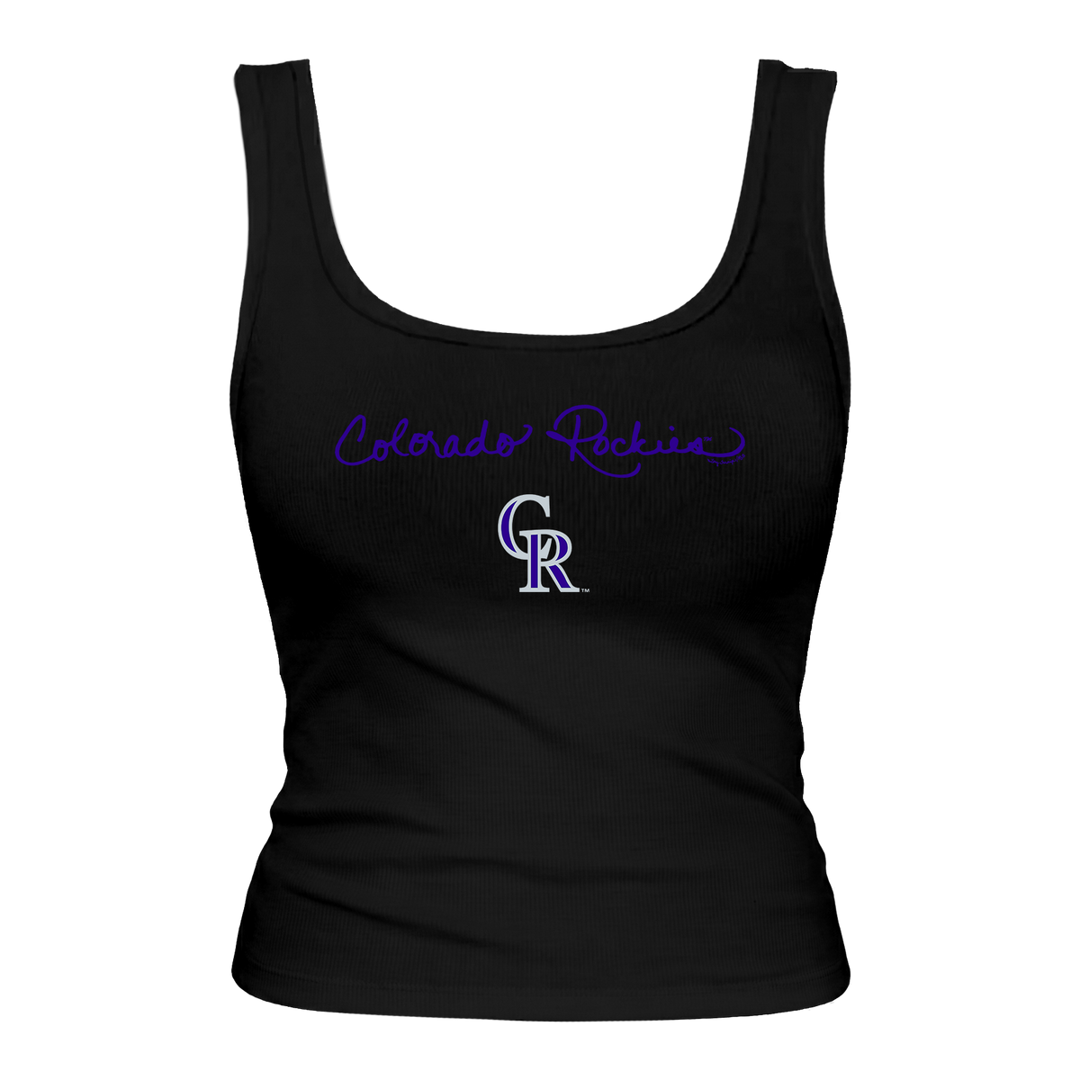 Colorado Rockies Logo Script Emmy Tank