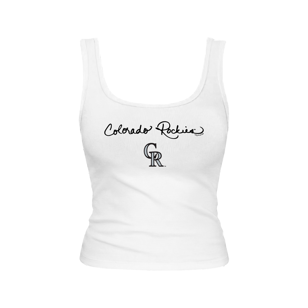 Colorado Rockies Logo Script Emmy Tank