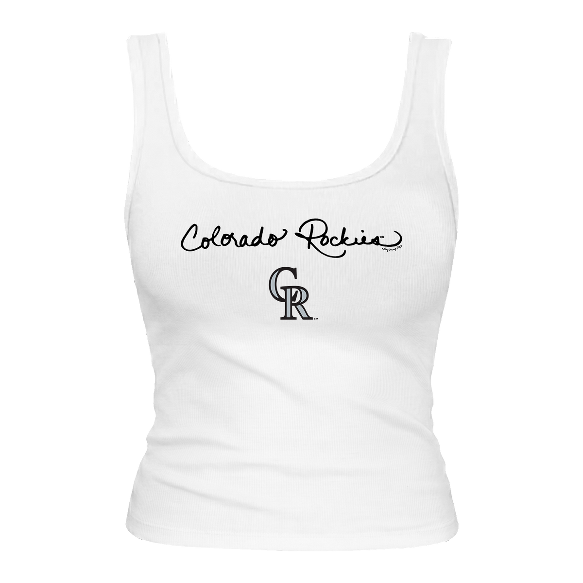 Colorado Rockies Logo Script Emmy Tank