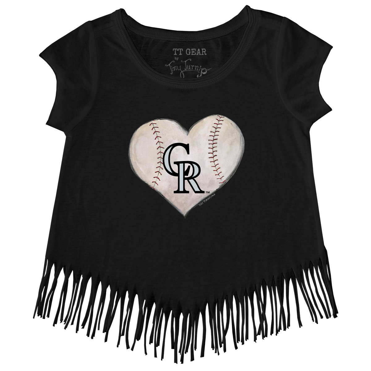 Colorado Rockies Stitched Heart Fringe Tee - Tiny Turnip