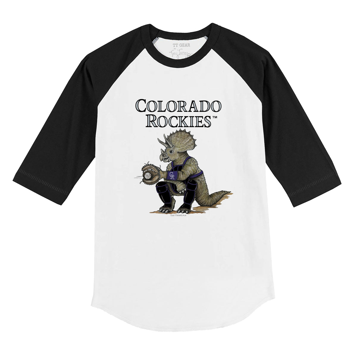 Colorado Rockies Triceratops 3/4 Black Sleeve Raglan