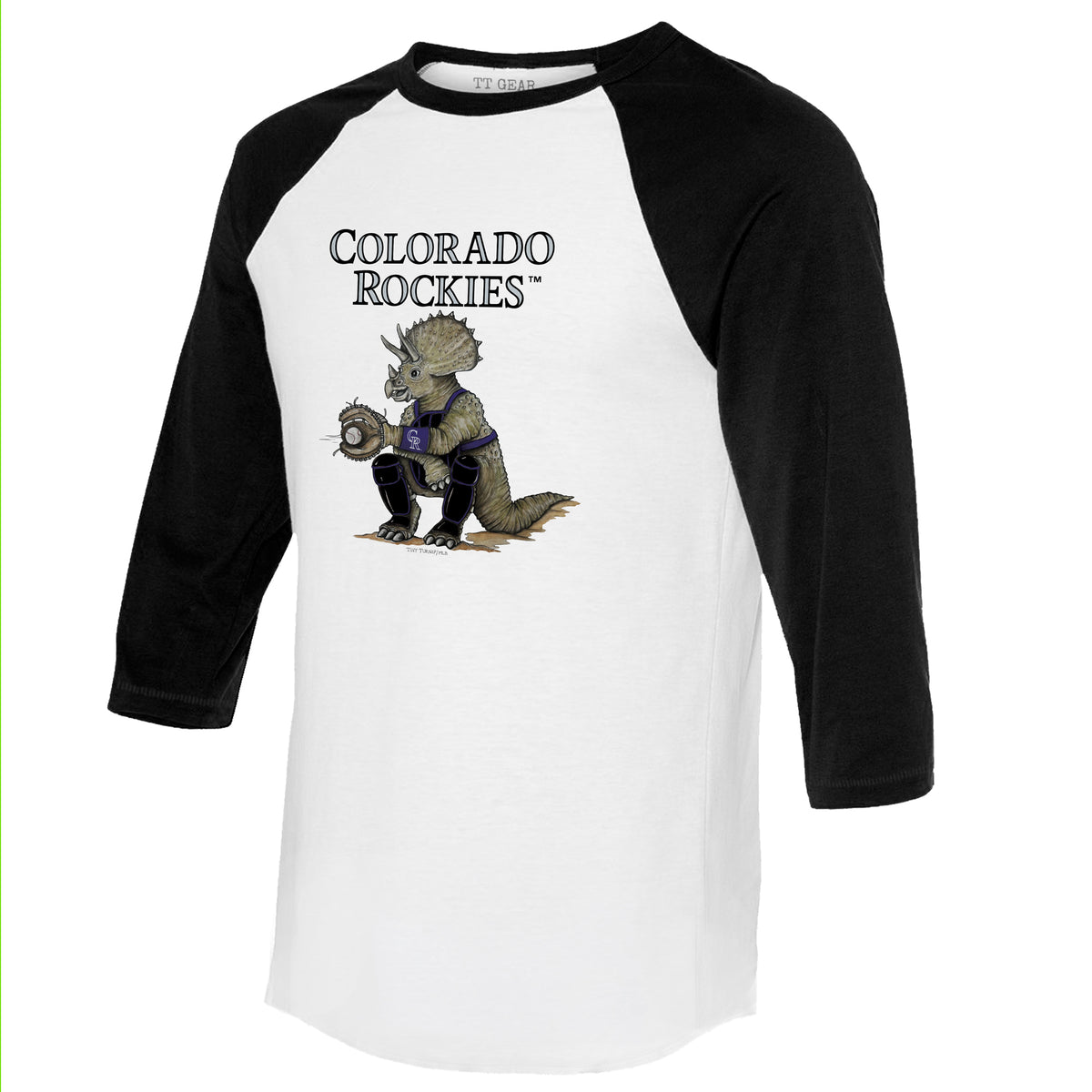 Colorado Rockies Triceratops 3/4 Black Sleeve Raglan