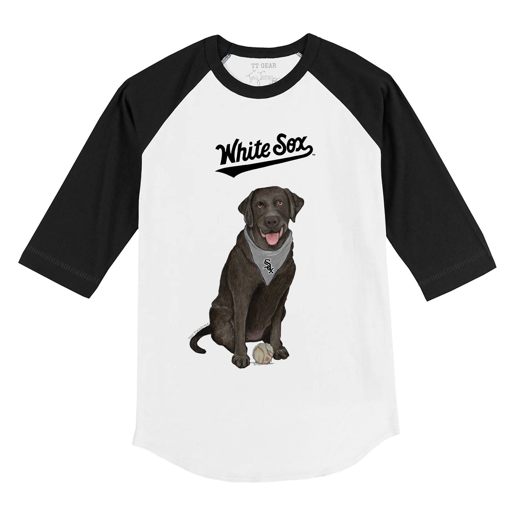 Chicago White Sox Black Labrador Retriever 3/4 Black Sleeve Raglan