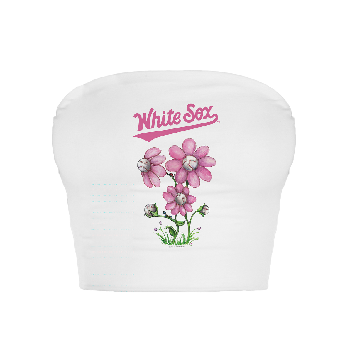 Chicago White Sox Blooming Baseballs Crop Tube Top - Tiny Turnip