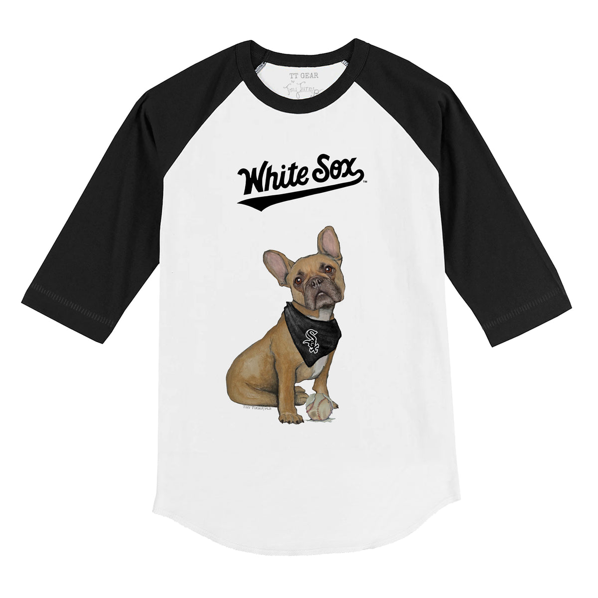Chicago White Sox French Bulldog 3/4 Black Sleeve Raglan