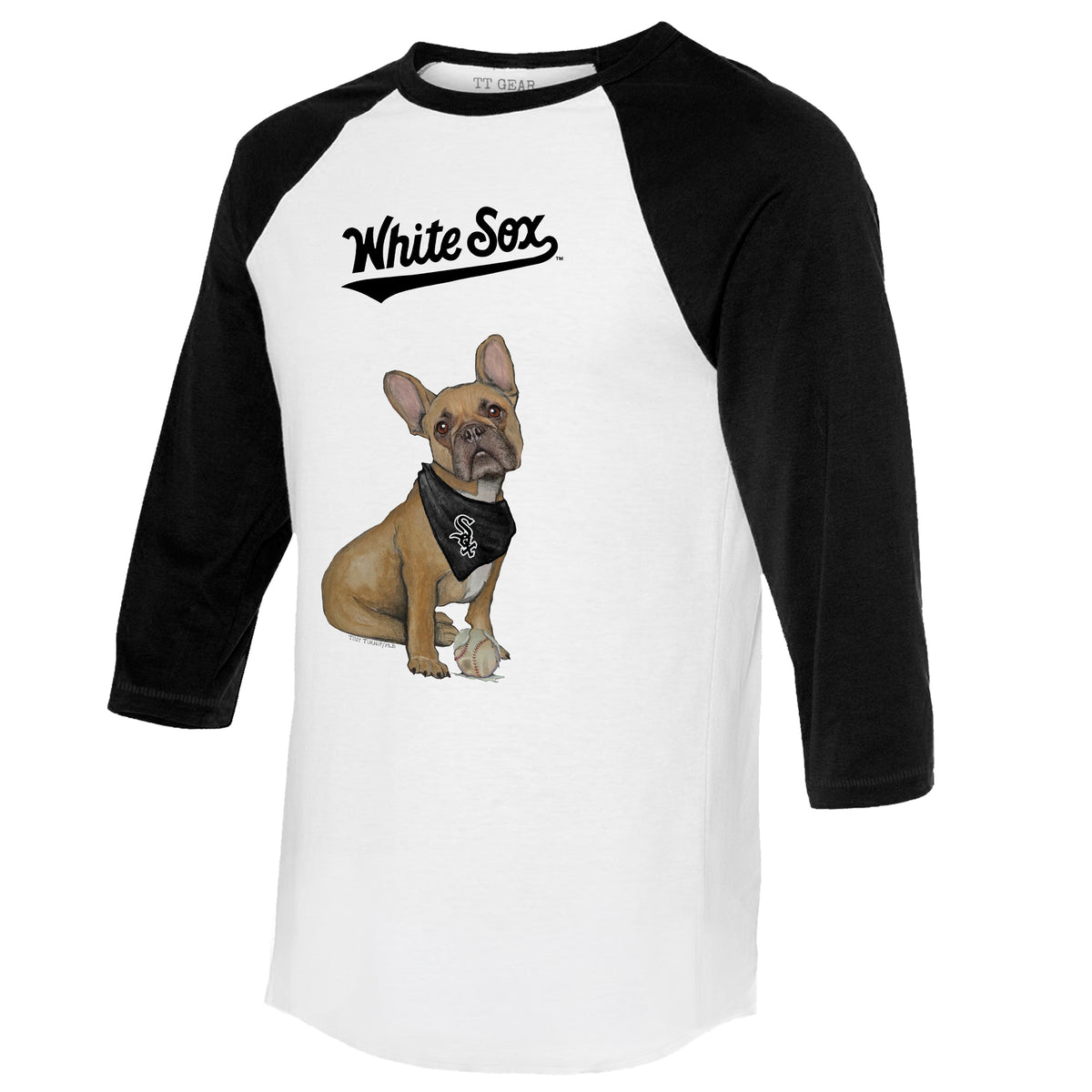 Chicago White Sox French Bulldog 3/4 Black Sleeve Raglan